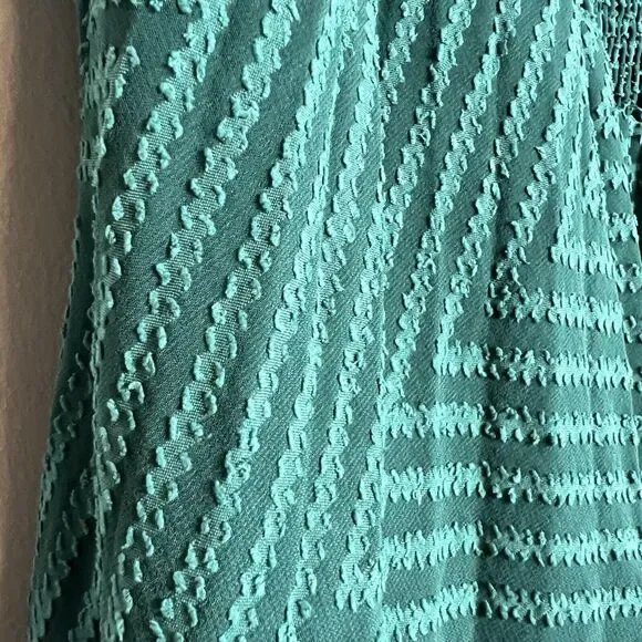 ASOS Ruched Waist Pleated Midi Dress Green Striped Sz 14 - Picture 5 of 14